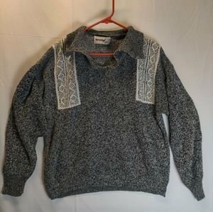 Vintage McGregor Mens Size L 1/4 Zip Acrylic Sweater Heather Gray White